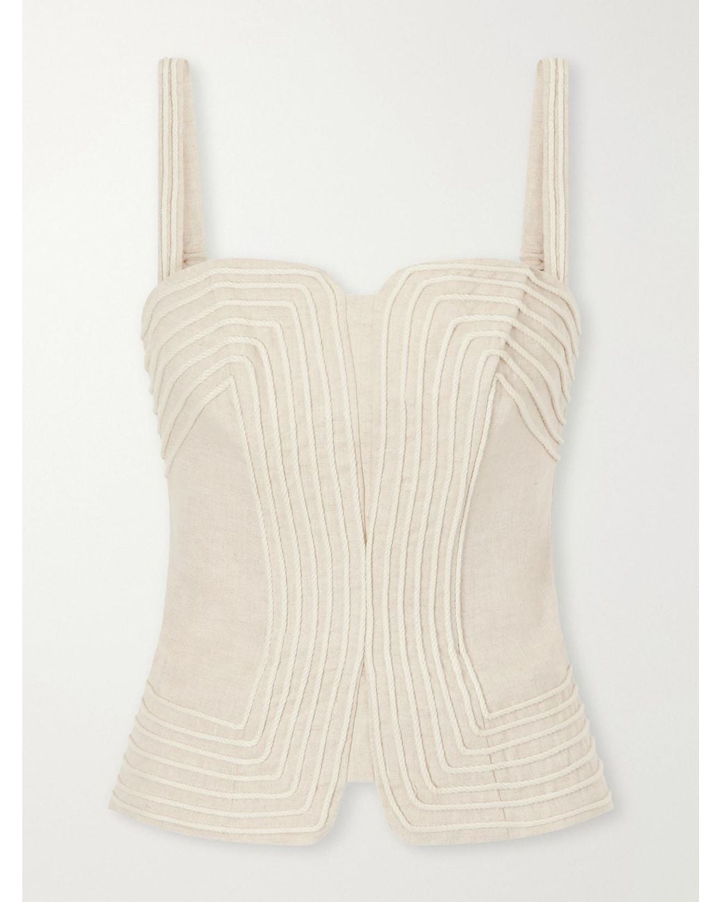 ANDRES OTALORA Natural Encontre Corded Linen-Woven Top