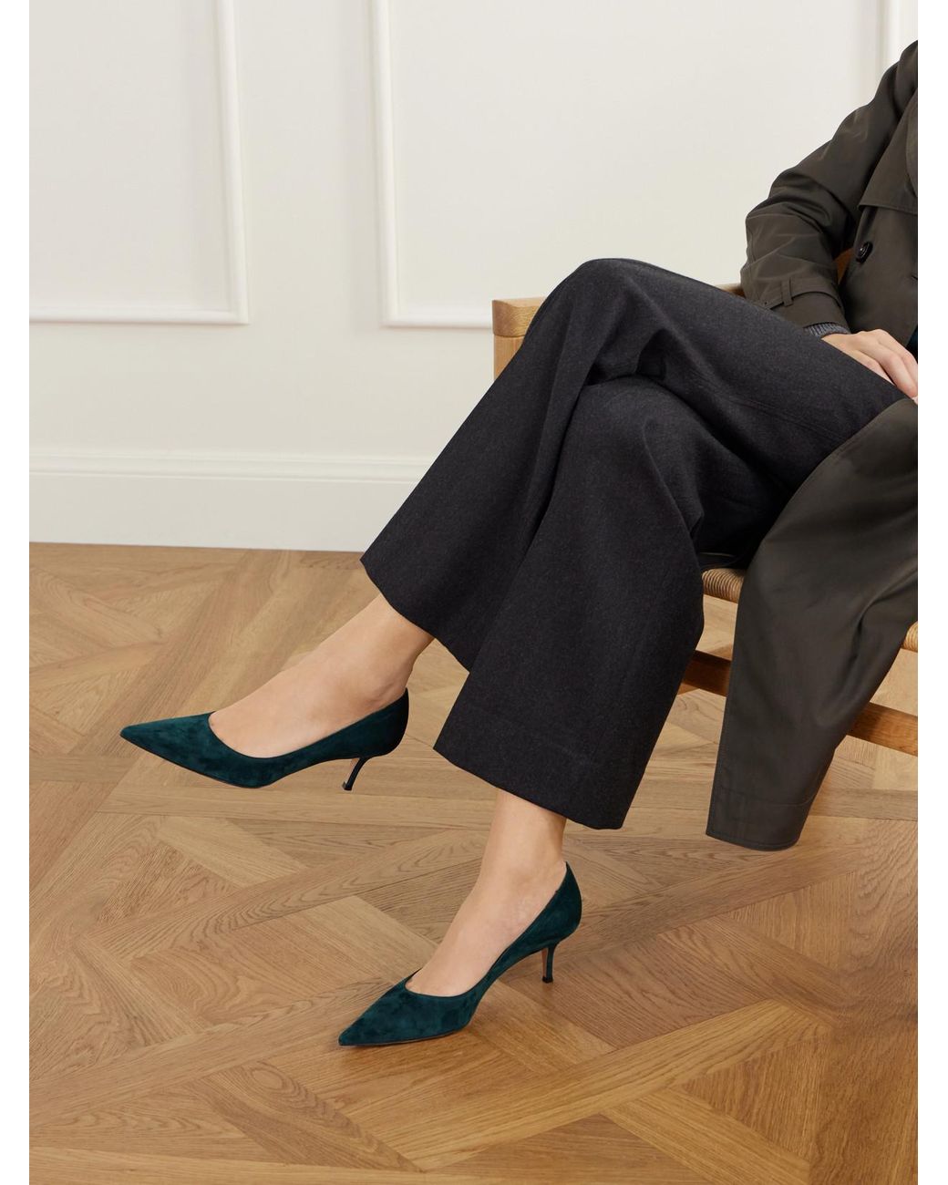 Gianvito Rossi Green Gianvito 55 Suede Pumps