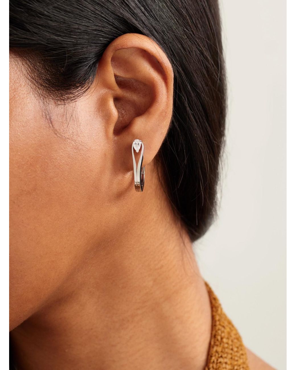 Repossi Metallic Serti Inversé 18-Karat Diamond Single Earring