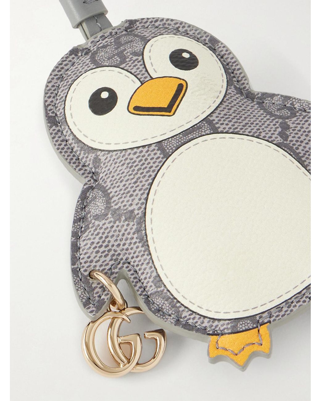 Gucci White Embellished Leather-Trimmed Printed Coated-Canvas Bag Charm