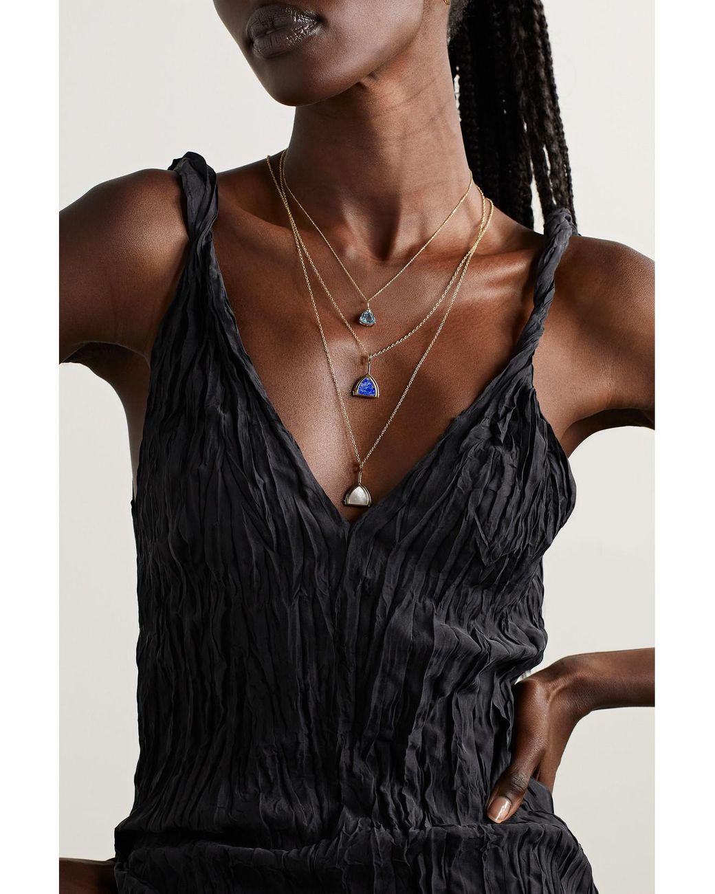 Mateo Natural Flip 14-Karat, Lapis Lazuli And Diamond Necklace