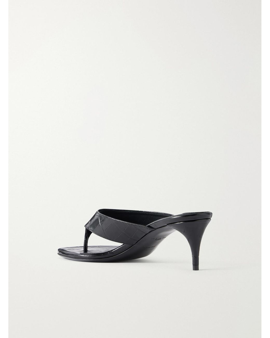 Alaïa Black Infra 55 Croc-Effect Leather Thong Sandals