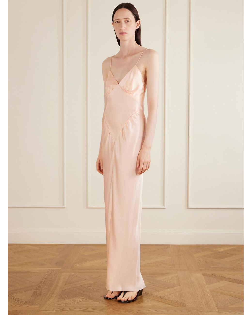 Aflalo Pink Aire Silk-Satin Maxi Dress