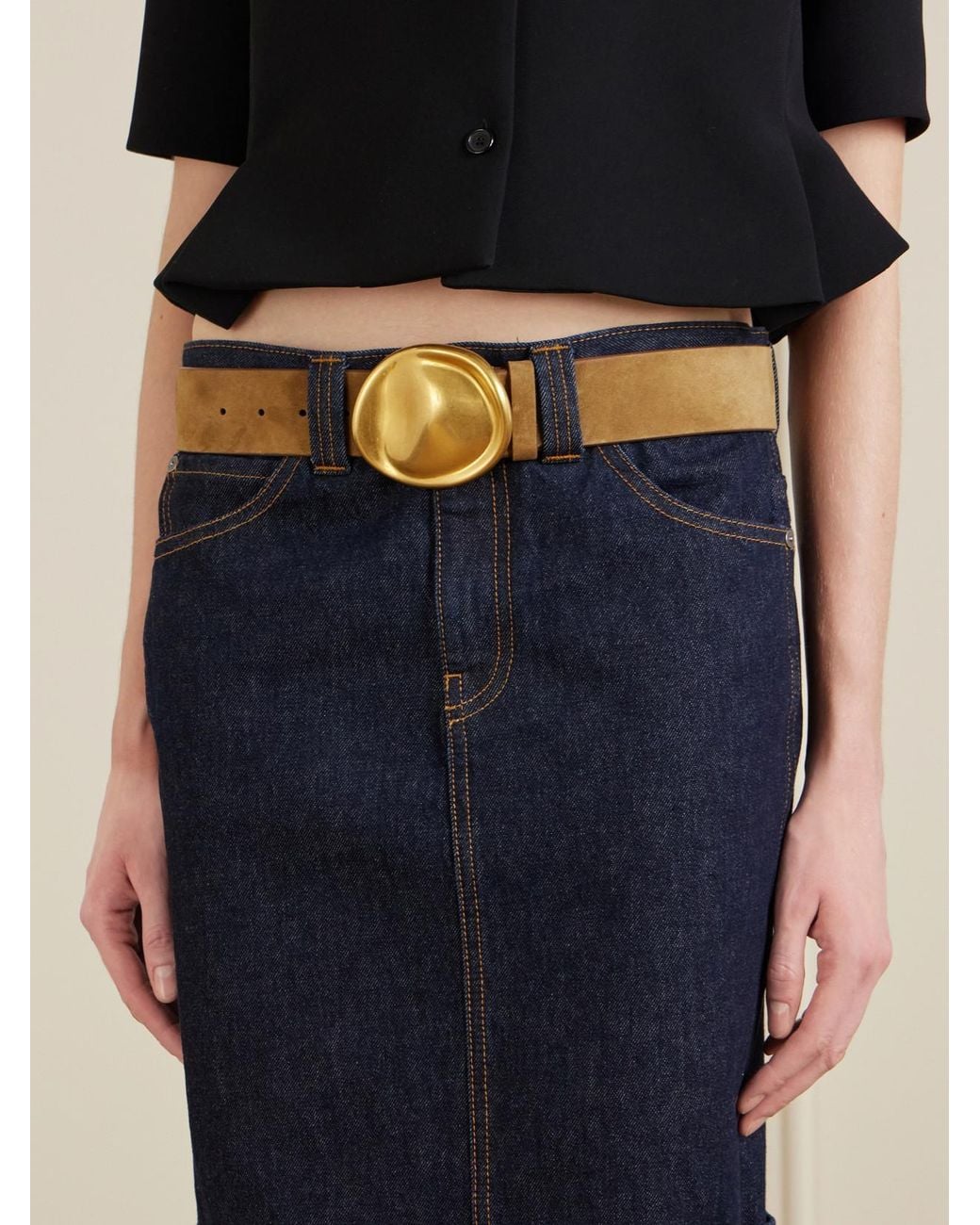 Khaite Natural Keefe Suede Belt