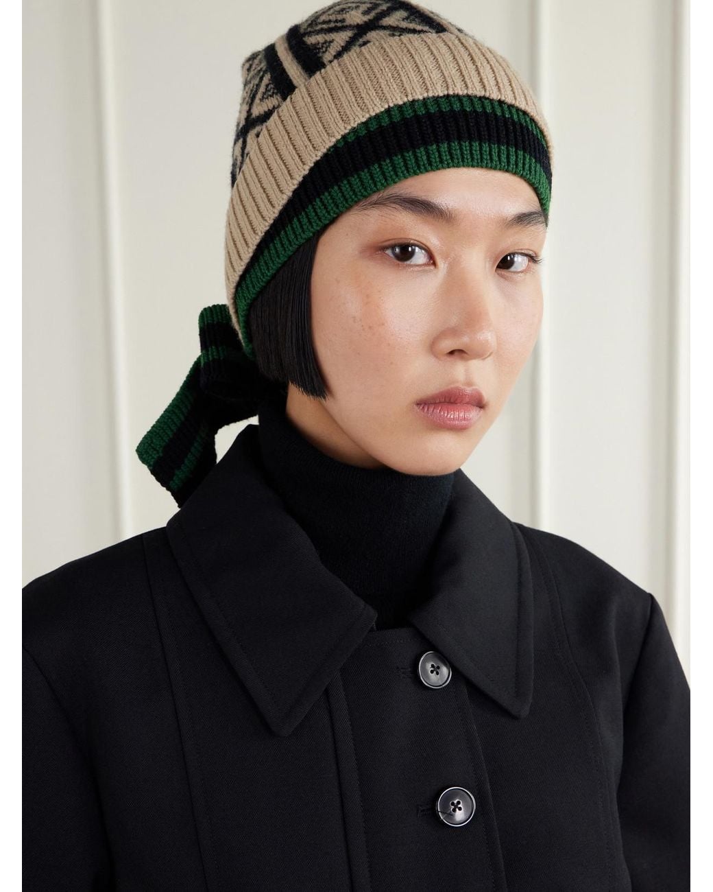 Dries Van Noten Multicolor Tie-Detailed Intarsia-Wool Beanie