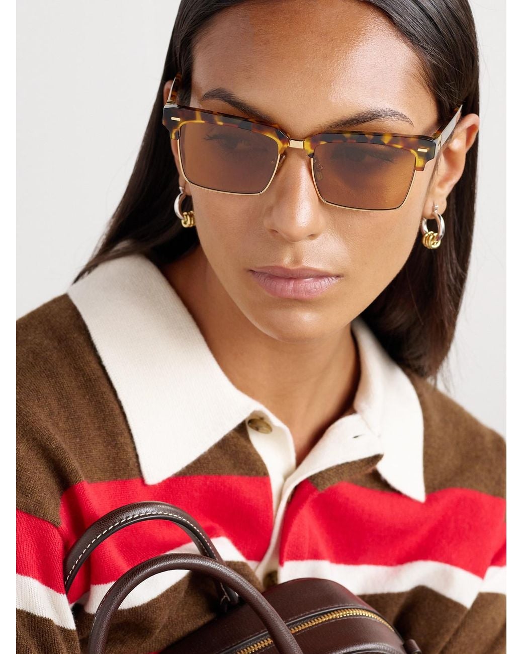 Miu Miu Brown Square-Frame Acetate And-Tone Sunglasses