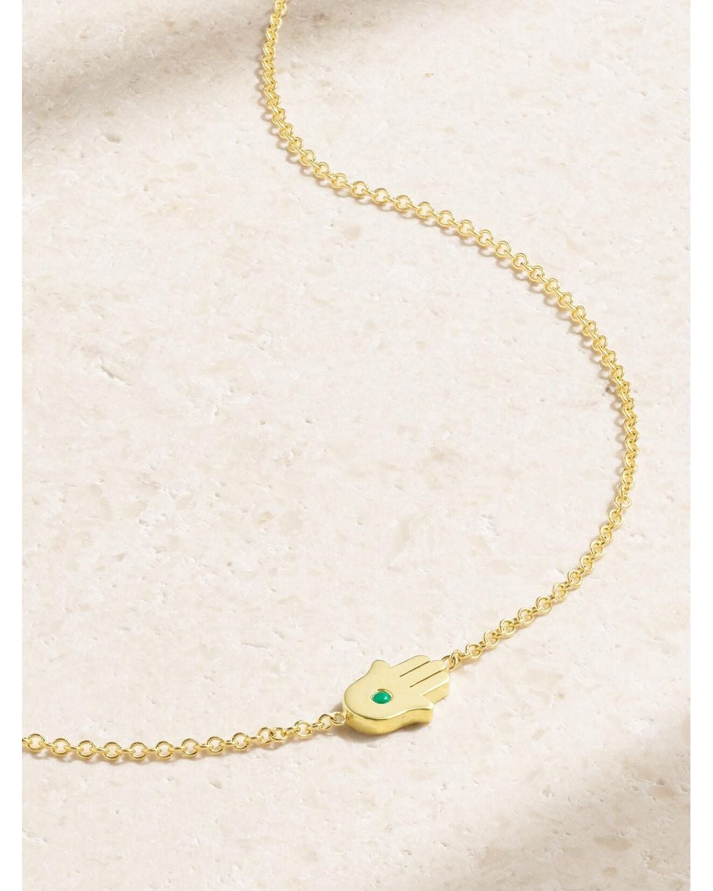 Jennifer Meyer Natural Mini Hamsa 18-Karat Emerald Necklace