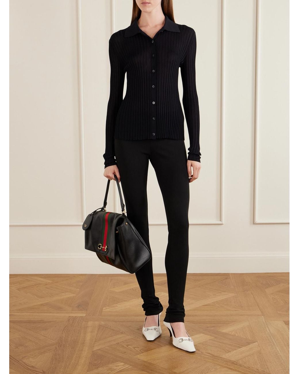 Gucci Black Paparazzo Large Leather Shoulder Bag