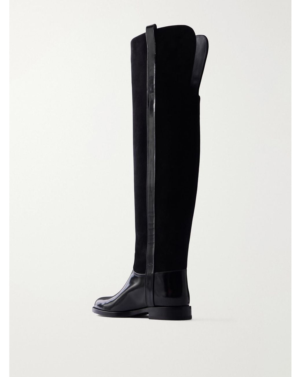 Dolce & Gabbana Black Cavallerizzo Logo-Embellished Leather-Trimmed Suede Over-The-Knee Boots
