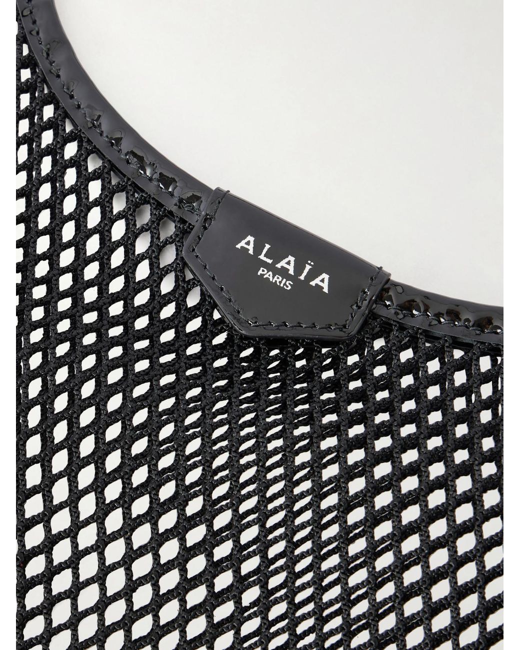 Alaïa Black Leather-Trimmed Crocheted Shoulder Bag