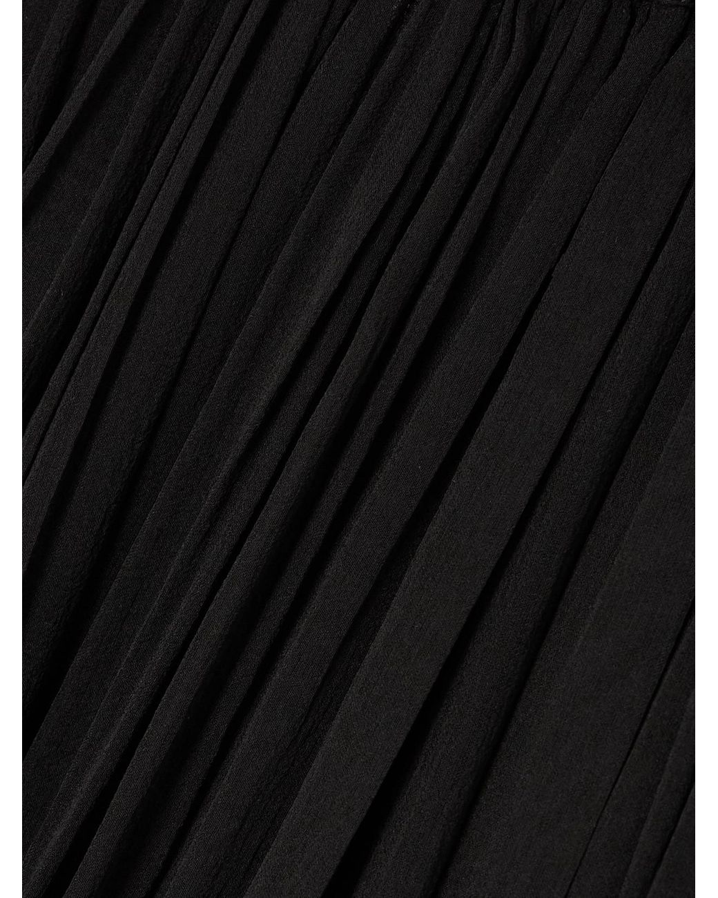 Saint Laurent Black Tiered Gathered Silk-Chiffon Maxi Skirt