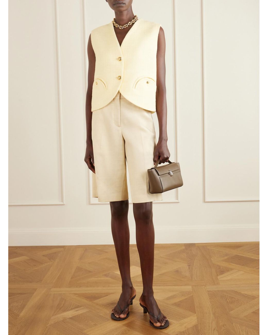 SAVETTE Brown Symmetry Trapeze Pochette Leather Top-Handle Bag