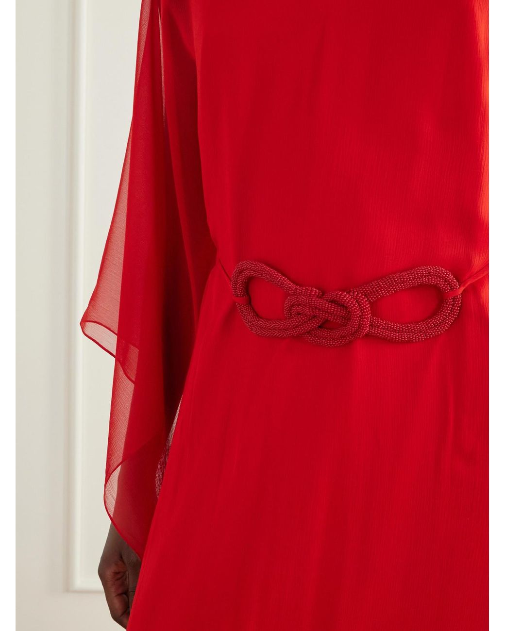 ANDRES OTALORA Red Gesto Continuo Silk-Chiffon Maxi Dress