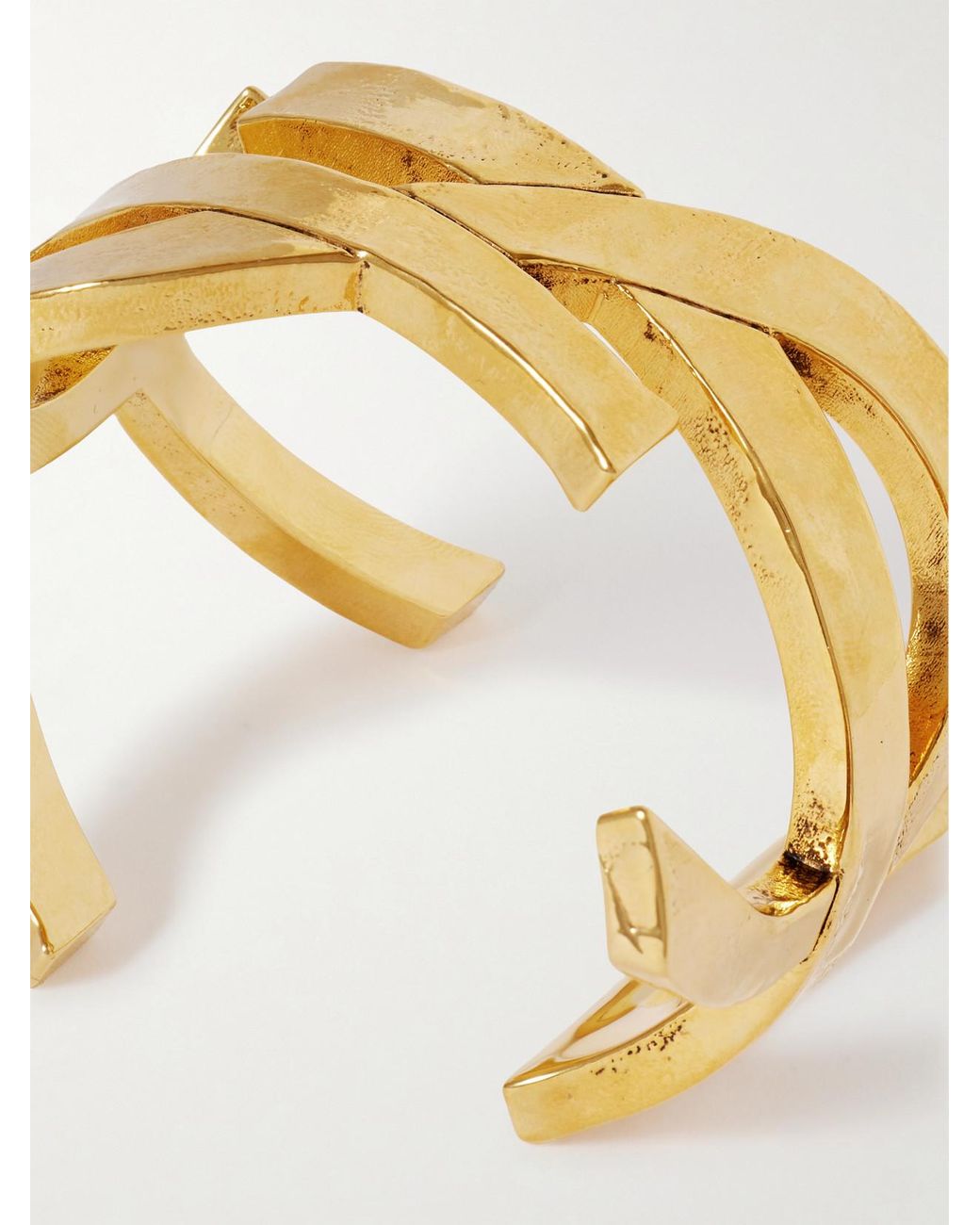 Saint Laurent Metallic Cassandre-Tone Cuff
