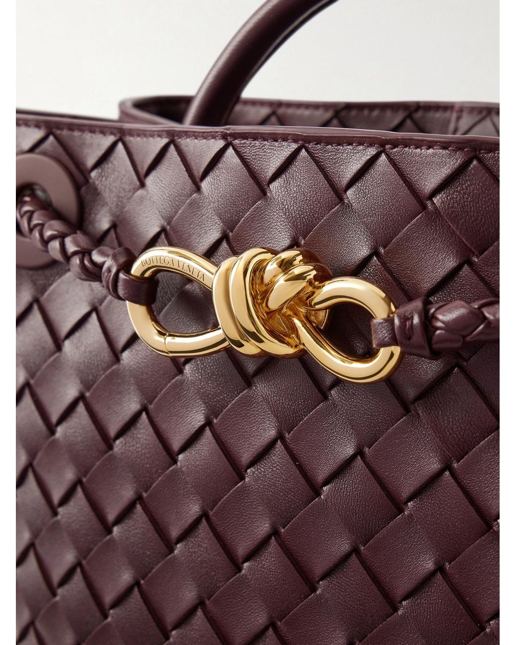 Bottega Veneta Purple Andiamo Small Intrecciato Leather Top-Handle Bag