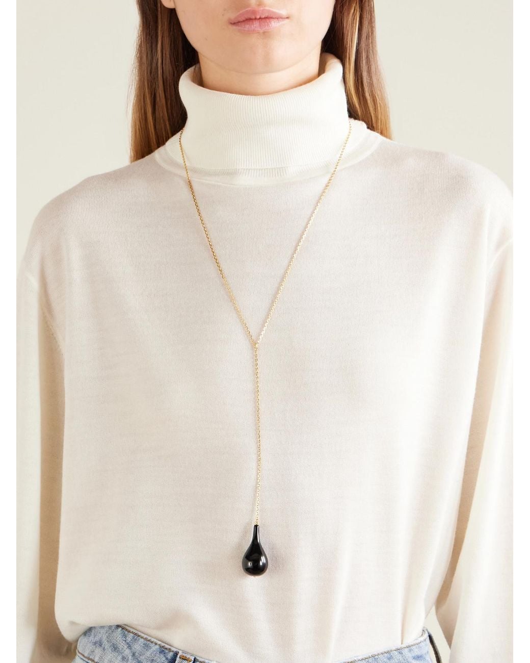 Totême White Plated, Onyx And Swarovski Crystal Necklace
