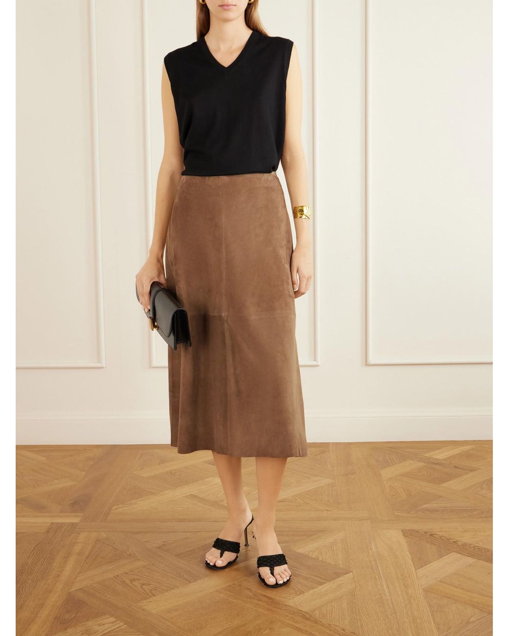 Arma Brown Melita Suede Midi Skirt