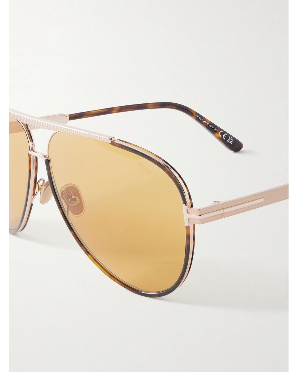 Tom Ford Natural Rupert-02 Aviator-Style Tortoiseshell And Metal Sunglasses