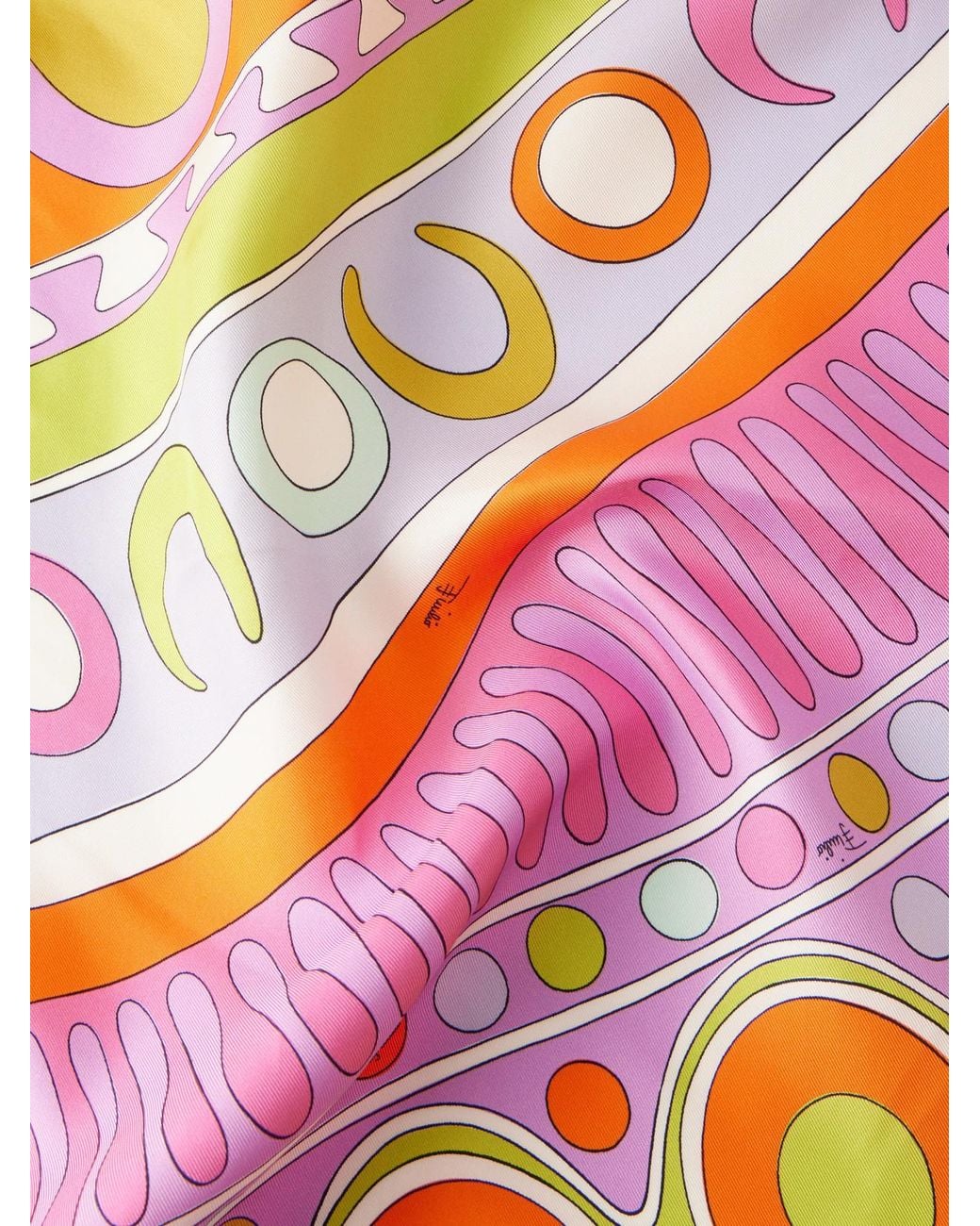 Emilio Pucci Pink Printed Silk-Twill Scarf