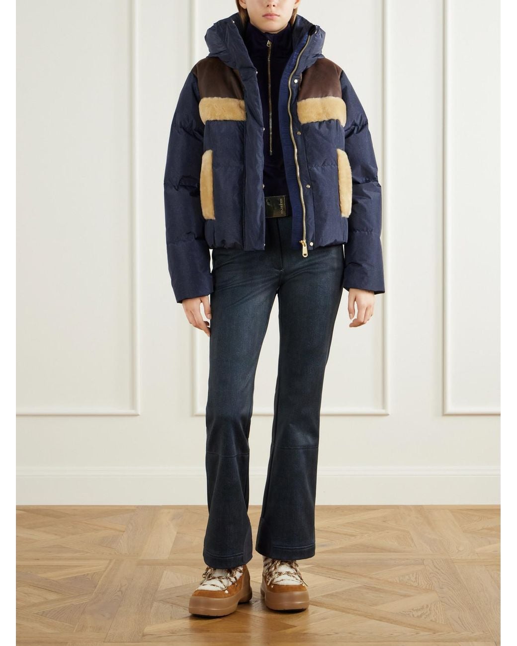 Goldbergh Blue Fuji Denim-Effect Belted Bootcut Shell Ski Pants