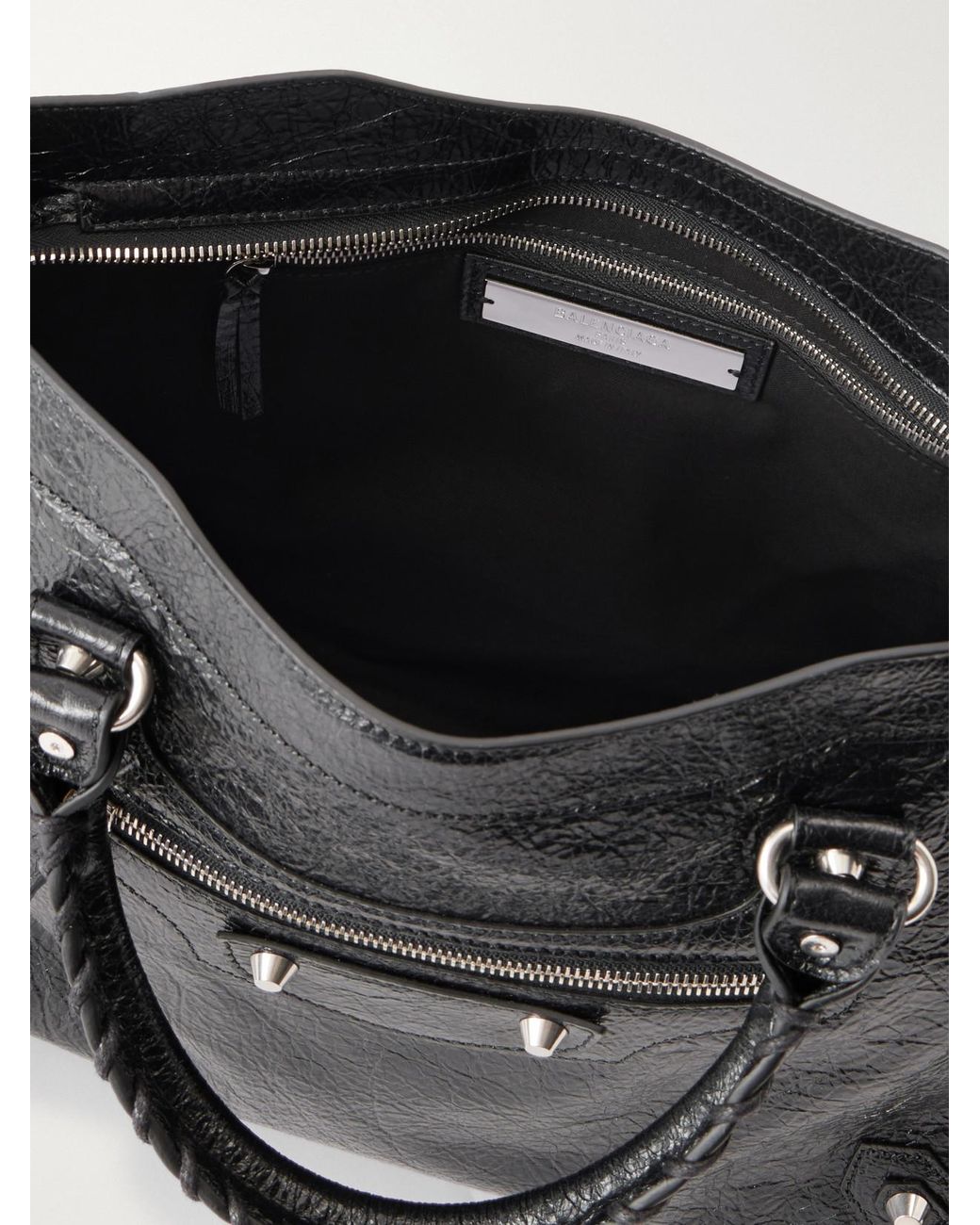Balenciaga Black Le City Medium Crinkled-Leather Shoulder Bag