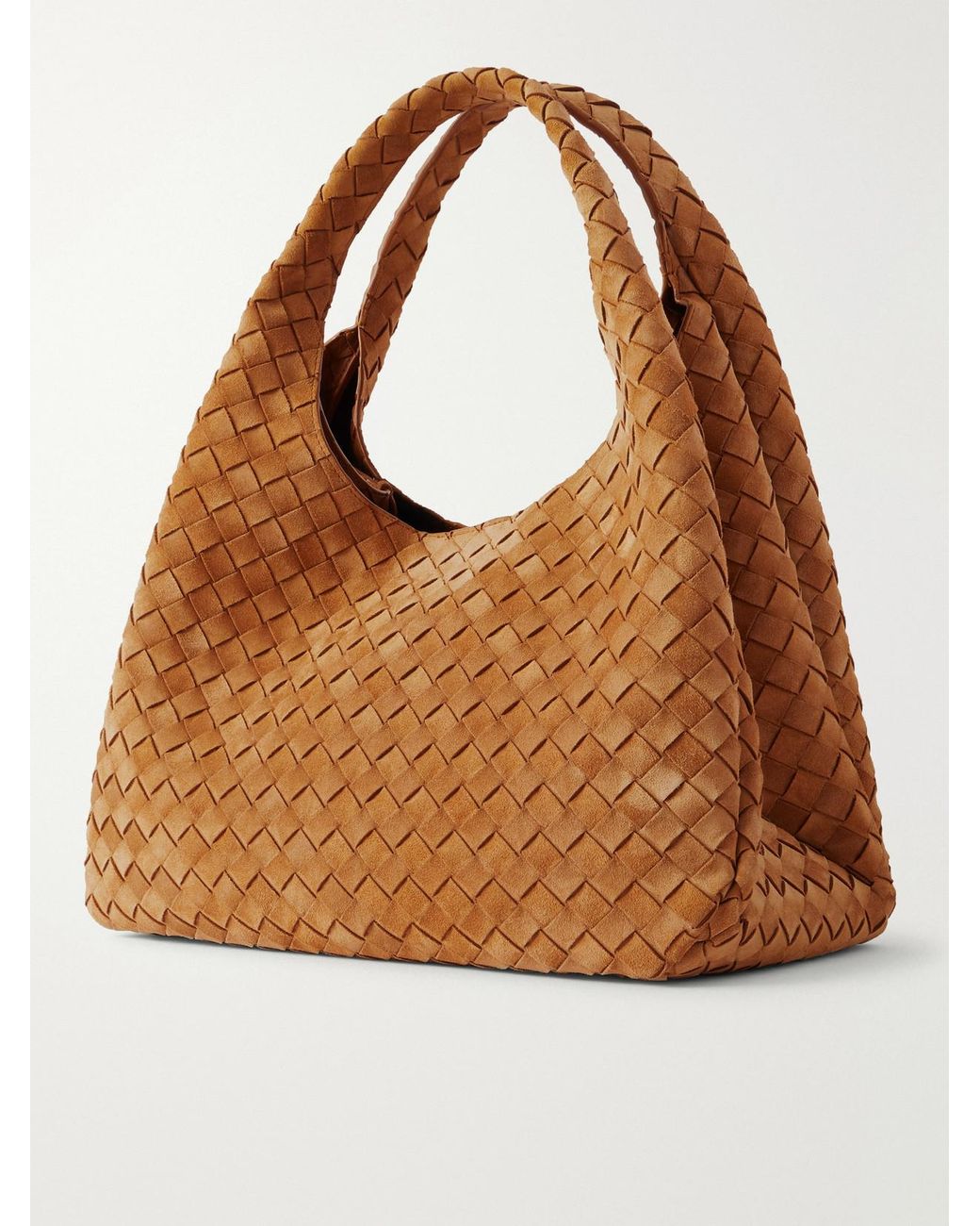 Bottega Veneta Brown Campana Large Intrecciato Suede Shoulder Bag