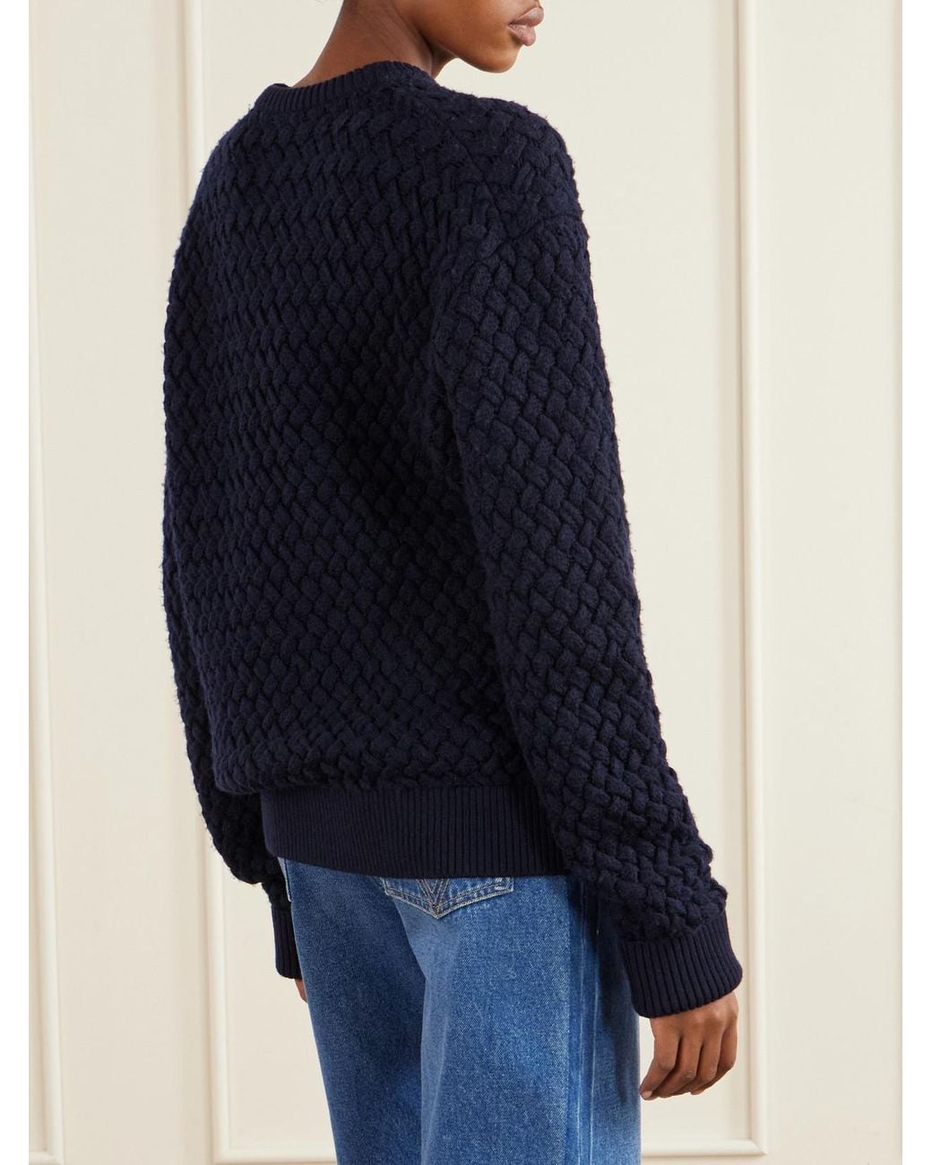 Bottega Veneta Blue Intrecciato Wool Sweater
