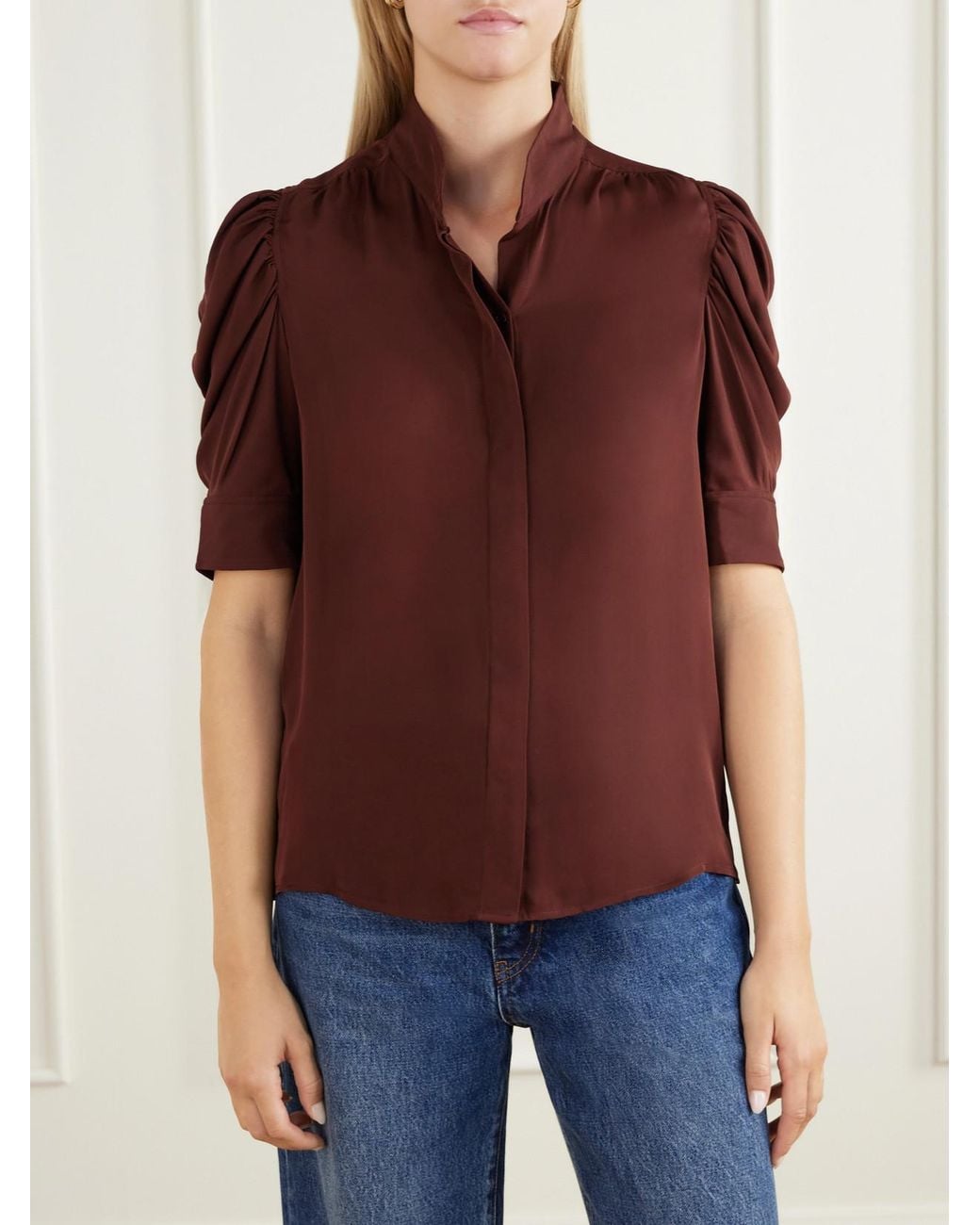 FRAME The Gillian Gathered Silk Blouse