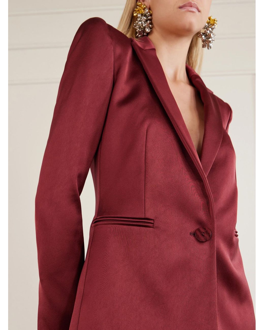 Galvan Red Sculpted Satin Blazer