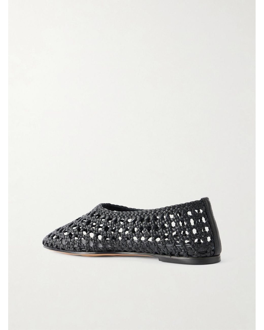 Emme Parsons White High Throat Woven Leather Ballet Flats
