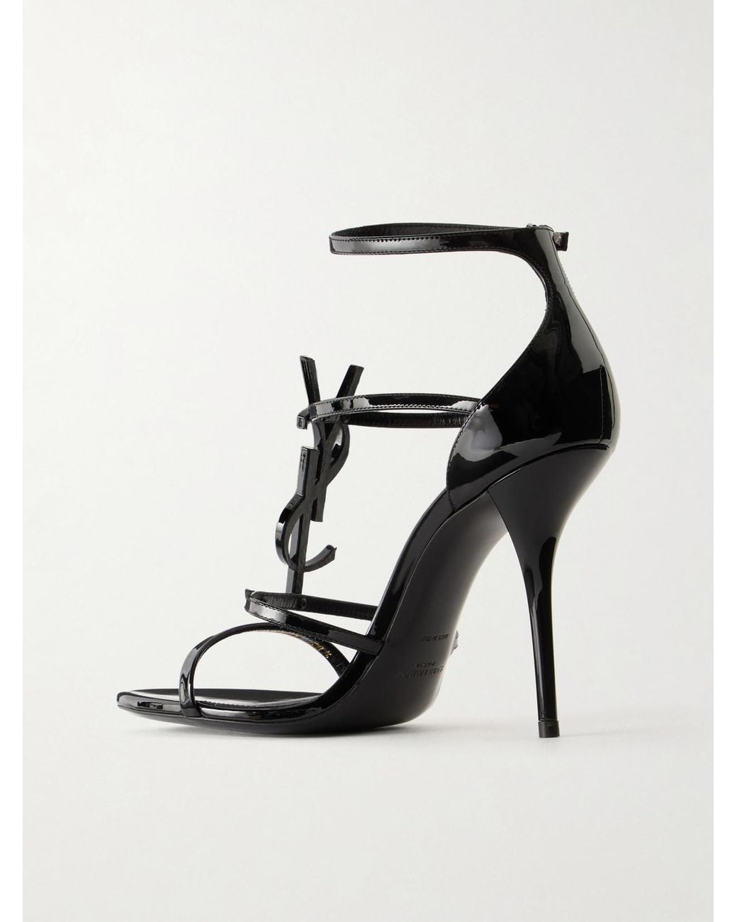 Saint Laurent Black Cassandra 100 Patent-Leather Sandals
