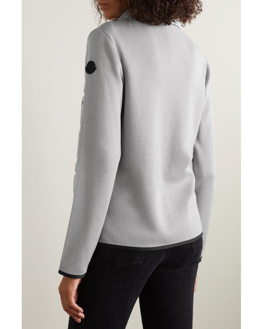 Moncler Gray Paneled Wool-Blend And Quilted Shell Down Jacket