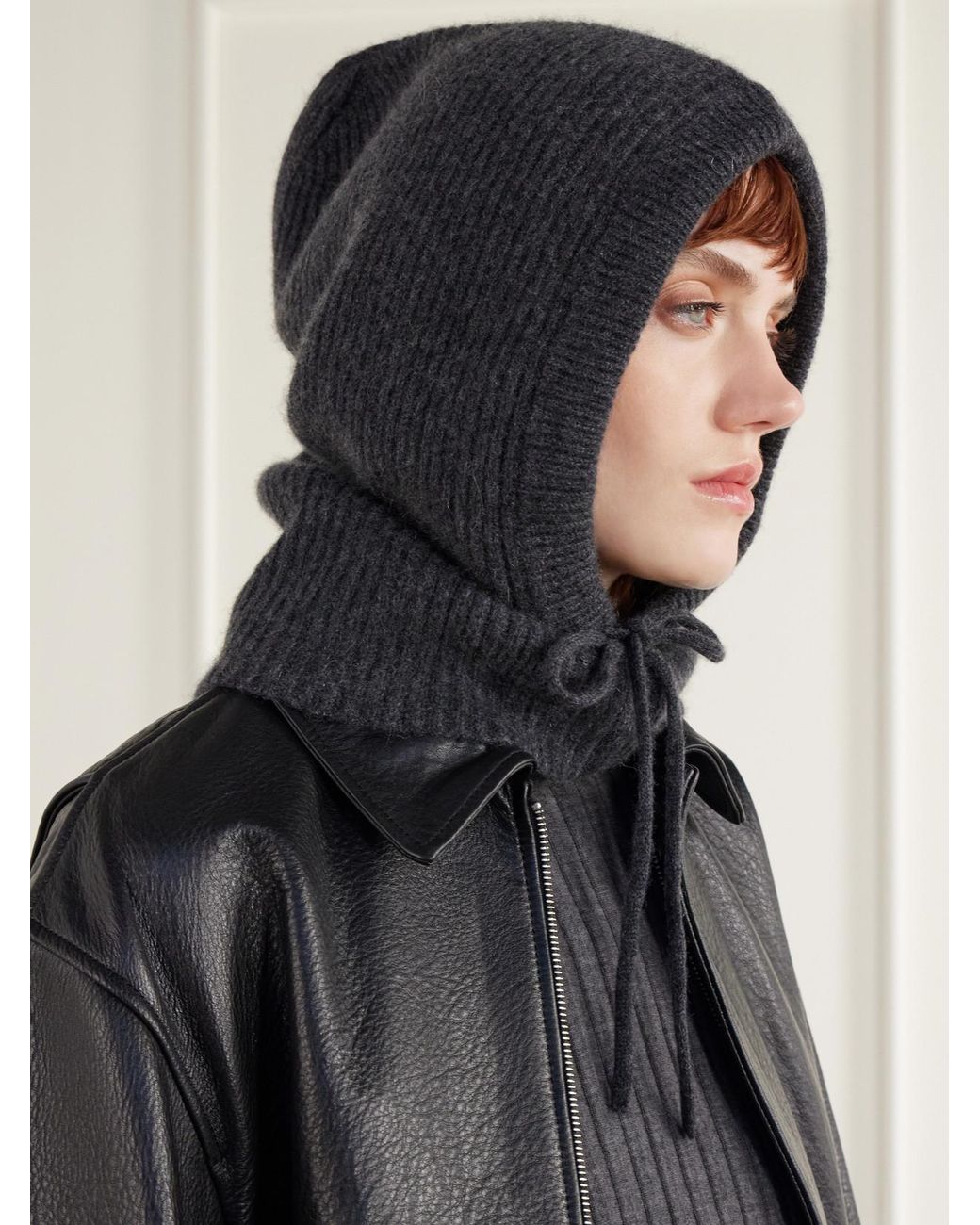 arch4 Black Klosters Ribbed Cashmere Balaclava