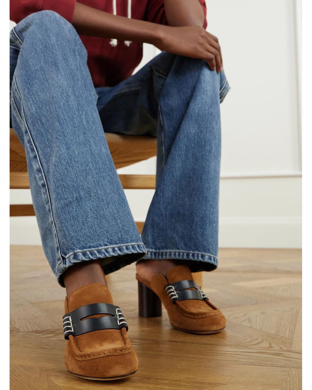 J.W. Anderson Brown Leather-Trimmed Suede Mules