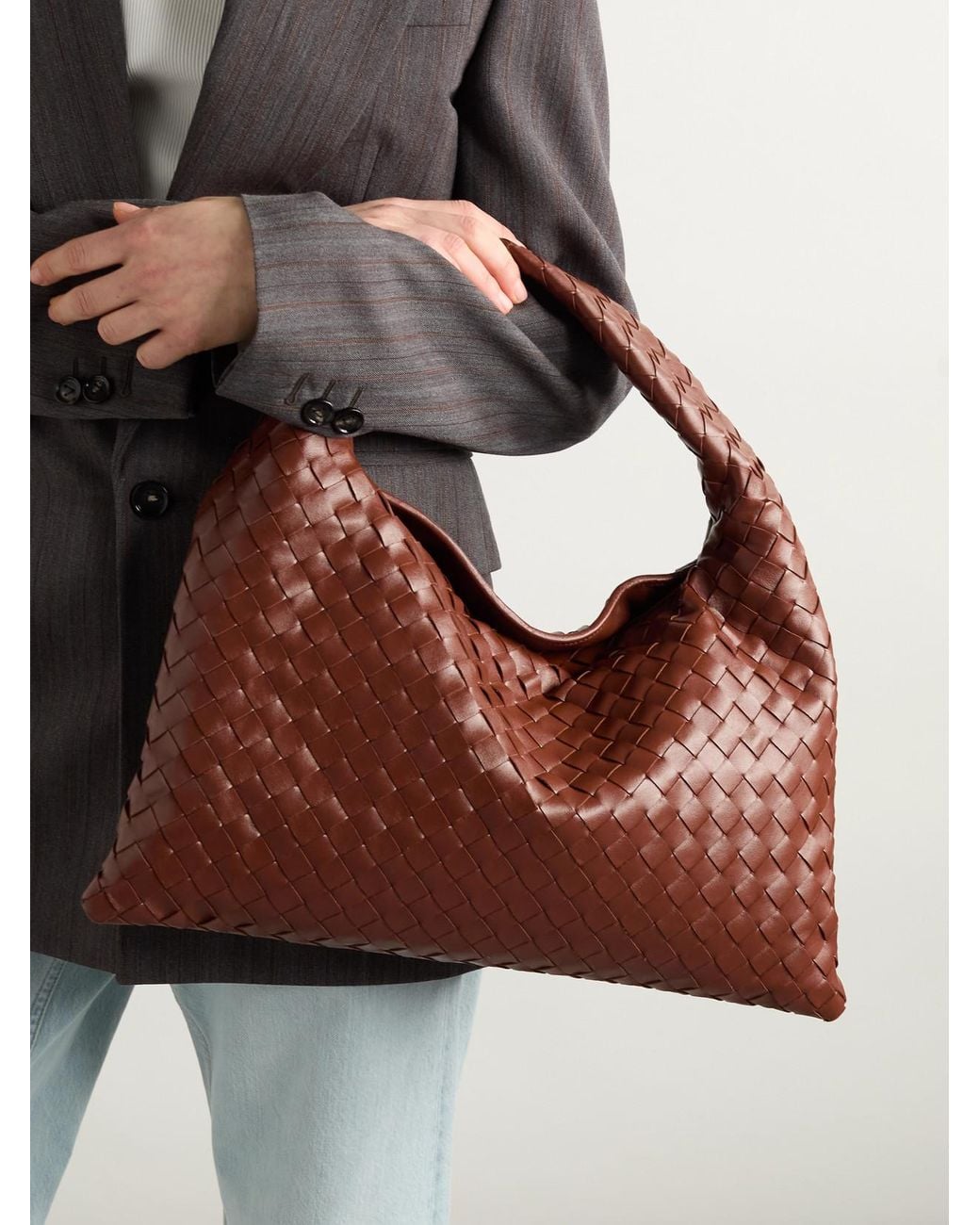 Bottega Veneta Brown Hop Medium Intrecciato Leather Tote