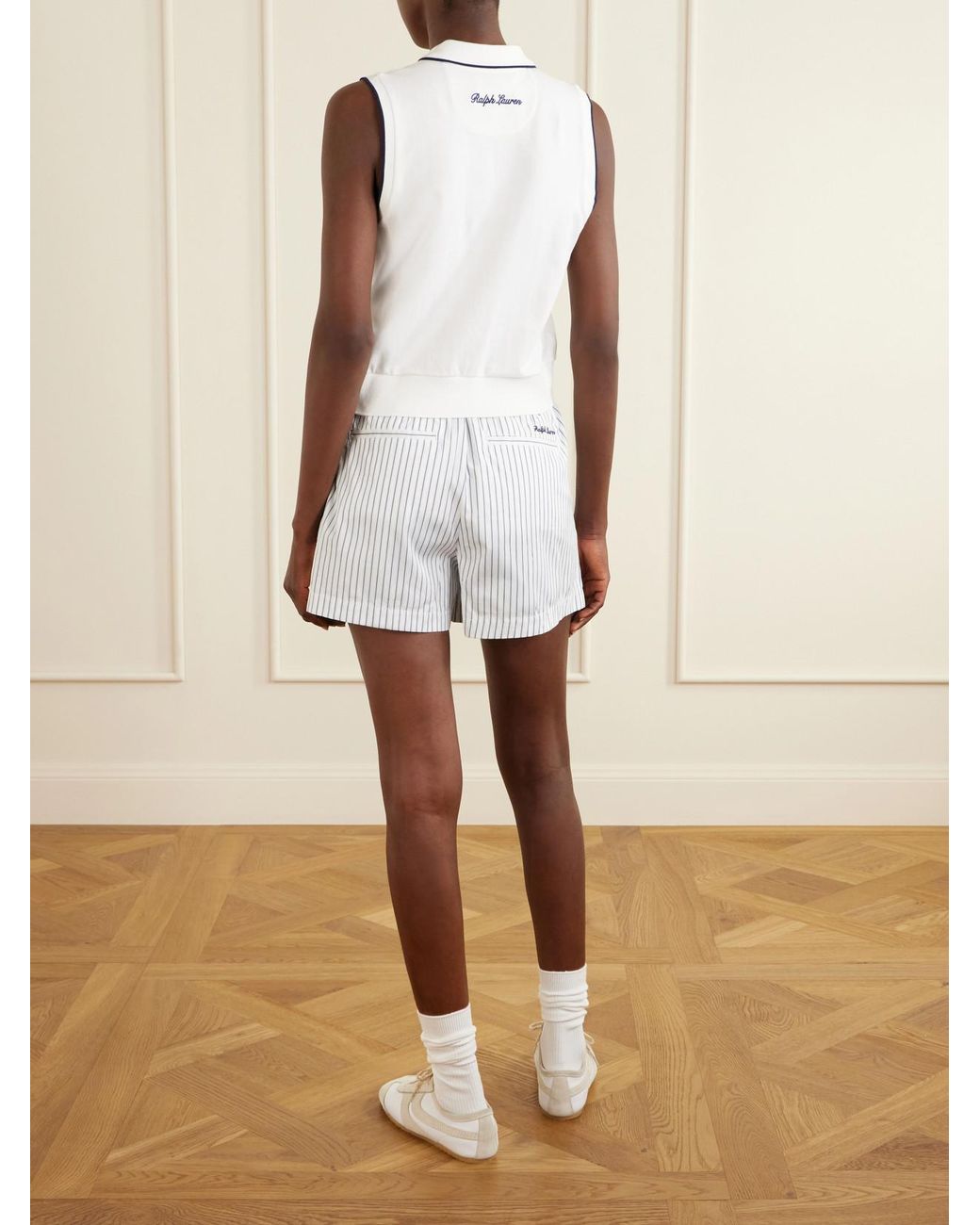 Polo Ralph Lauren White Wimbledon Logo-Embroidered Cotton-Blend Jersey Polo Vest