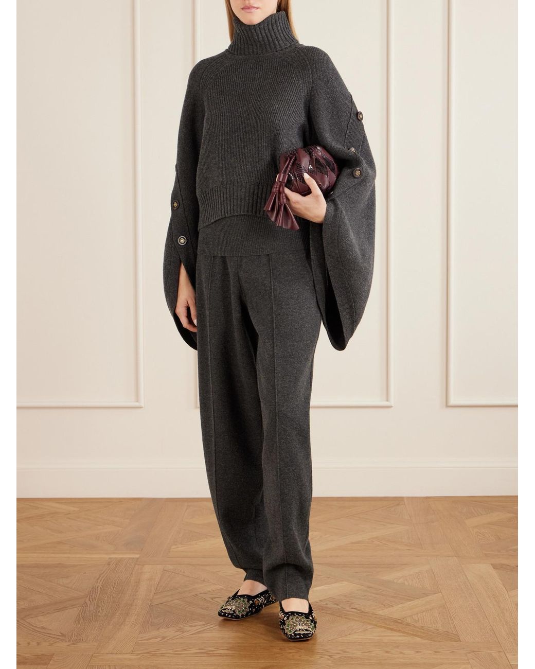 Zimmermann Gray Valiant Knit Wool Pants