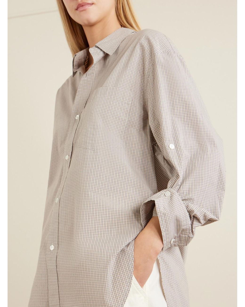 Citizens of Humanity White Kayla Checked Cotton-Poplin Shirt