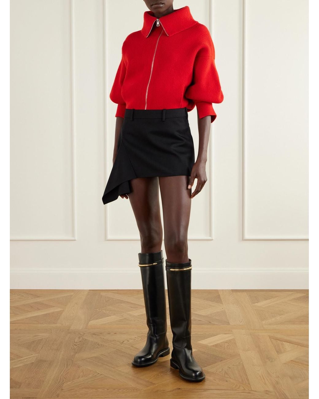 Givenchy Red Wool And Cashmere-Blend Zip-Up Cardigan