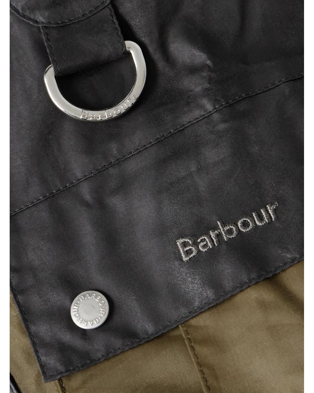 Barbour Black Liza Hooded Paneled Waxed-Cotton Jacket