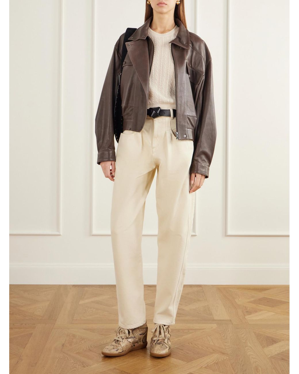 Isabel Marant Natural Bobby Snake-Effect Leather Wedge Sneakers