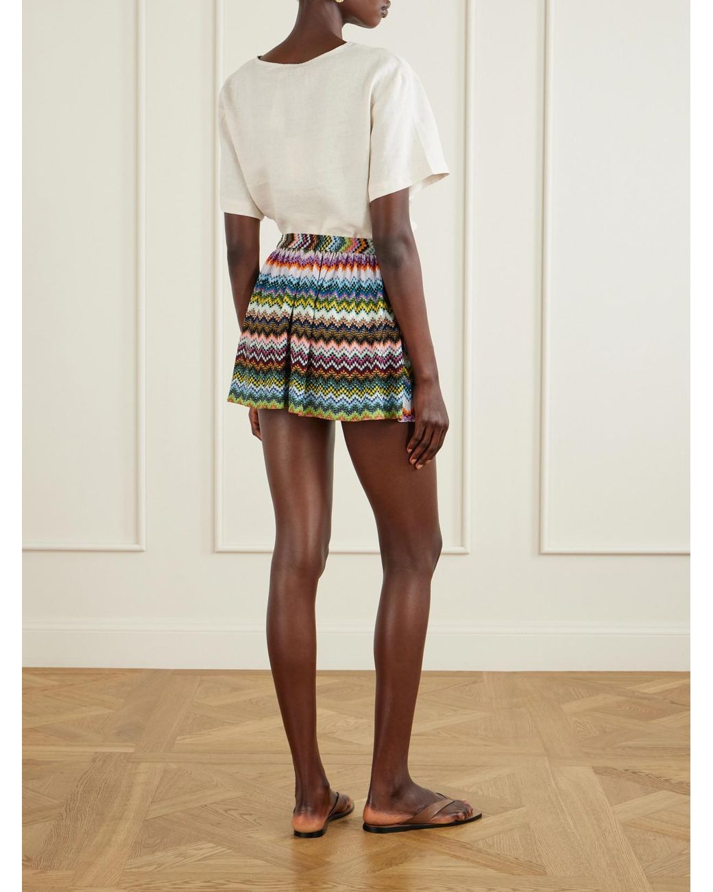 Missoni Multicolor Striped Metallic Crochet-Knit Shorts