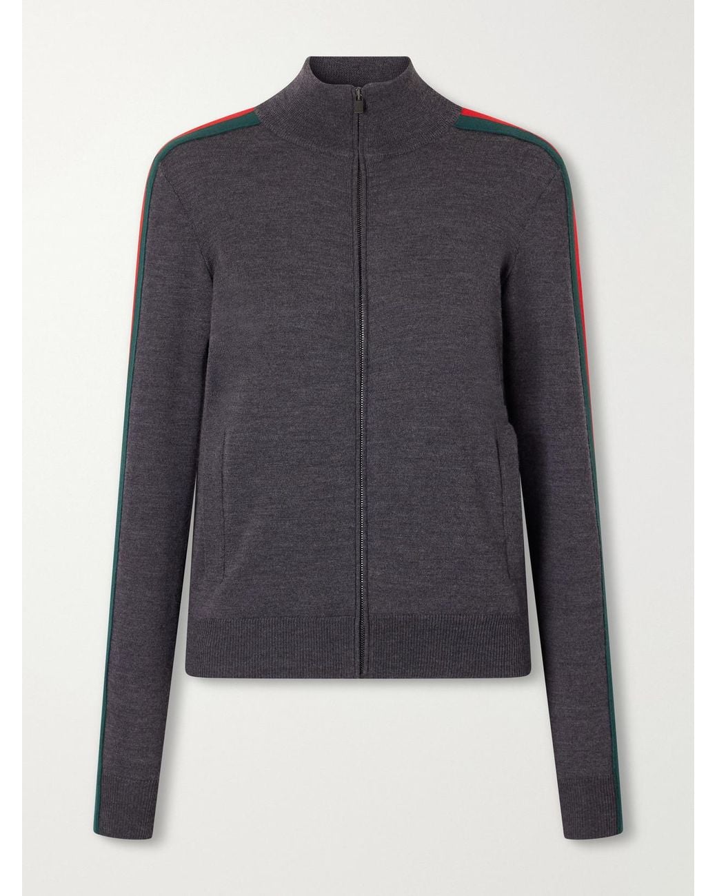 Gucci Blue Web-Trimmed Wool Cardigan