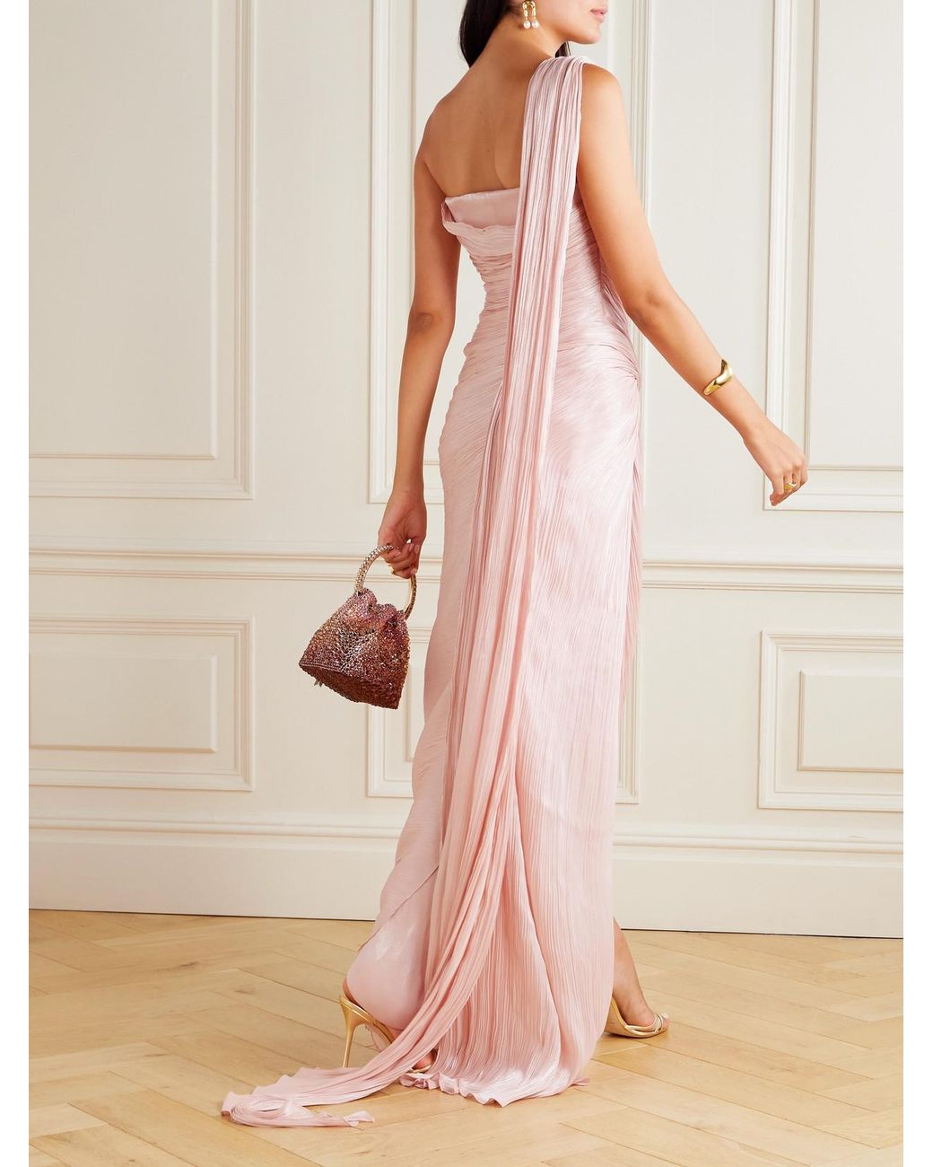 marmar halim pink dress Pink Sleeveless Crepe Bow Gown
