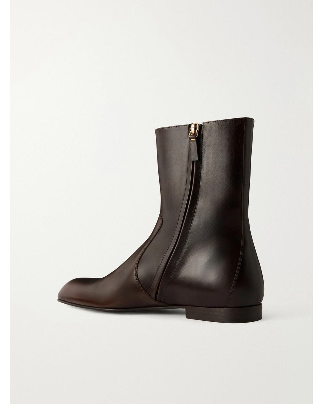 Khaite Brown Leather Ankle Boots
