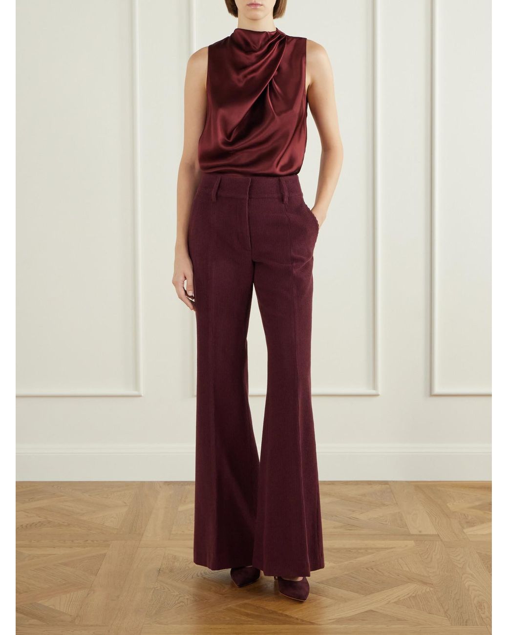 Gabriela Hearst Purple Melina Draped Silk-Satin Blouse