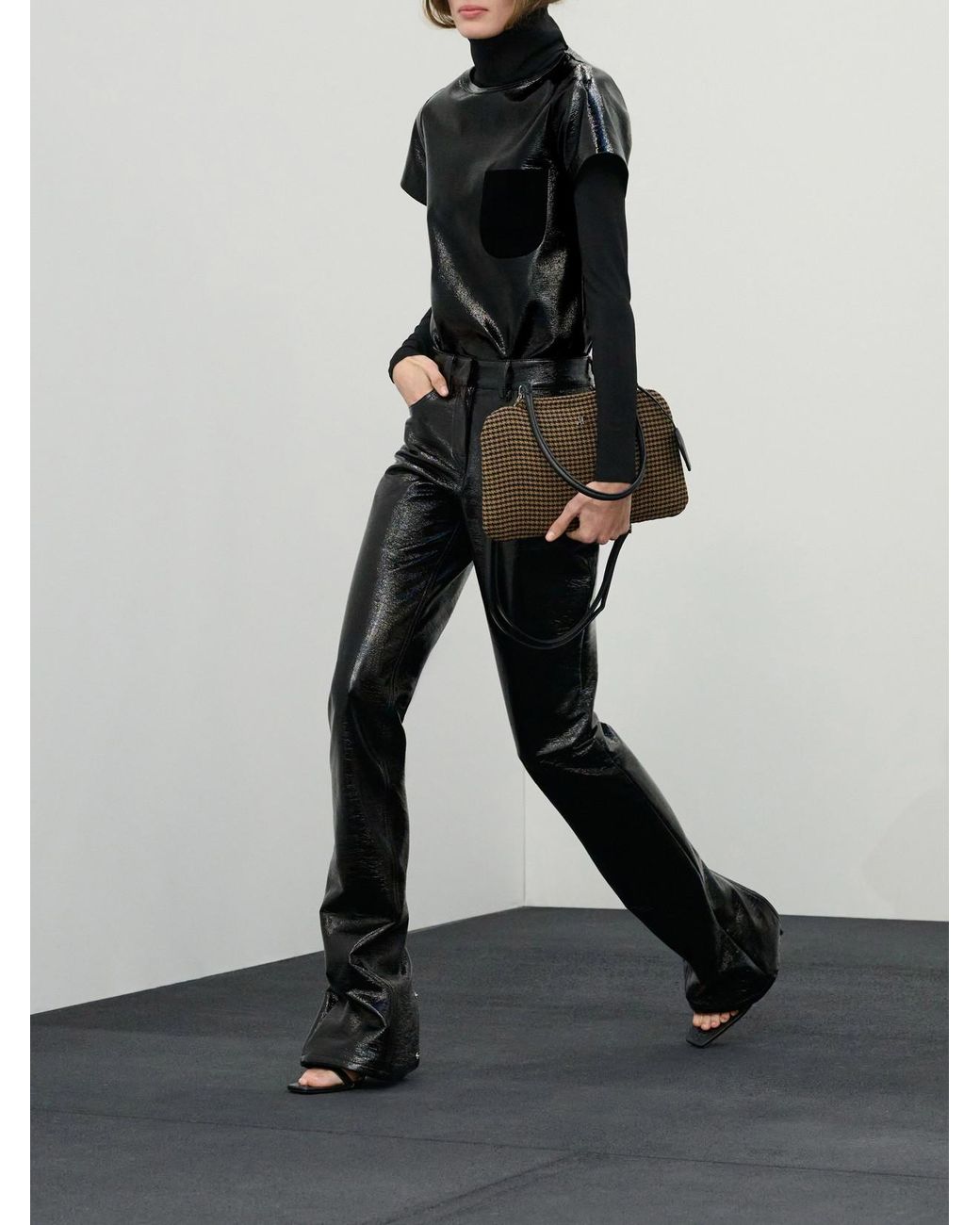 Courreges Black Cotton-Blend Vinyl Straight-Leg Pants