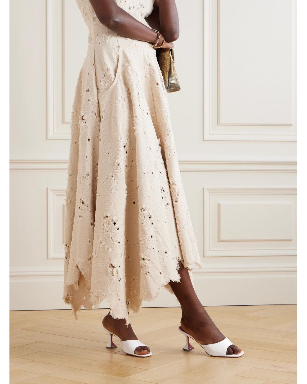 AMINA MUADDI Natural Lupita Textured-Leather Pumps