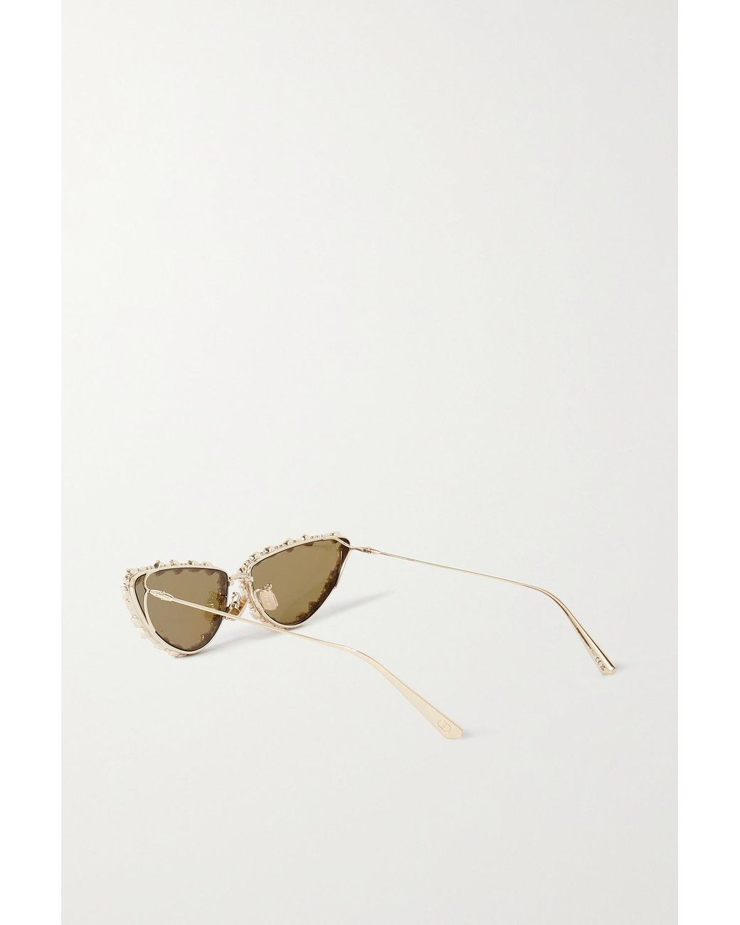 Dior Missdior Cat-eye Crystal-embellished Gold-tone Sunglasses in Natural |  Lyst