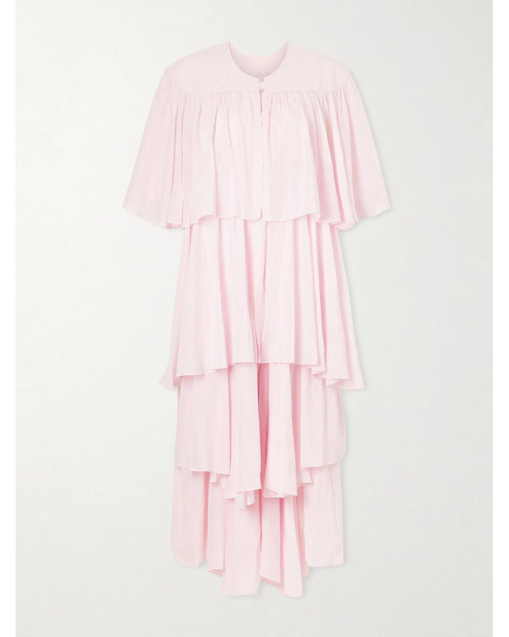 Les Vacances d'Irina Pink Formentera Ruffled Cotton And Silk-Blend Voile Kaftan